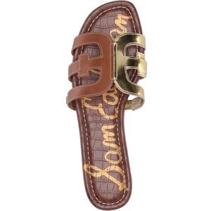Sam Edelman Women's Bay Slide Brown and gold, size 9, NWT box